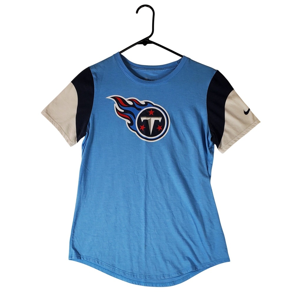 Nike Tennessee Titans NFL T-Shirt Womens Small Blue Colorblock Tri-Blend Tee